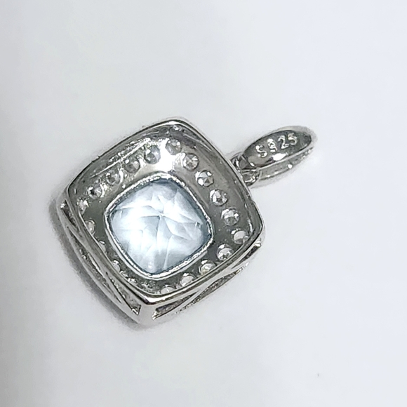 1.30 ctw Blue TOPAZ Cushion Sterling Silver Pendant - Picture 5 of 7